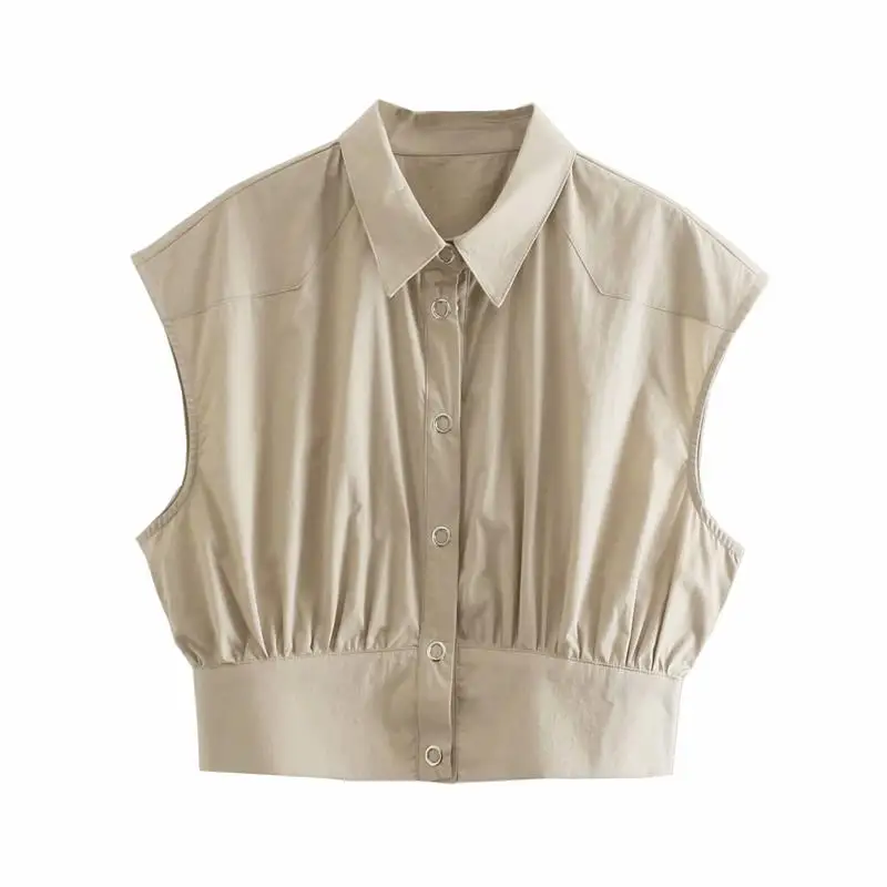 ZA 2021 Summer Women Blouse Solid Sleeveless Shirt Office Lady Female Top Single Breasted Short Turn Down Collar Blouse
ZA 2021 Summer Women Blouse Solid Sleeveless Shirt Office Lady Female Top Single Breasted Short Turn Down Collar Blouse