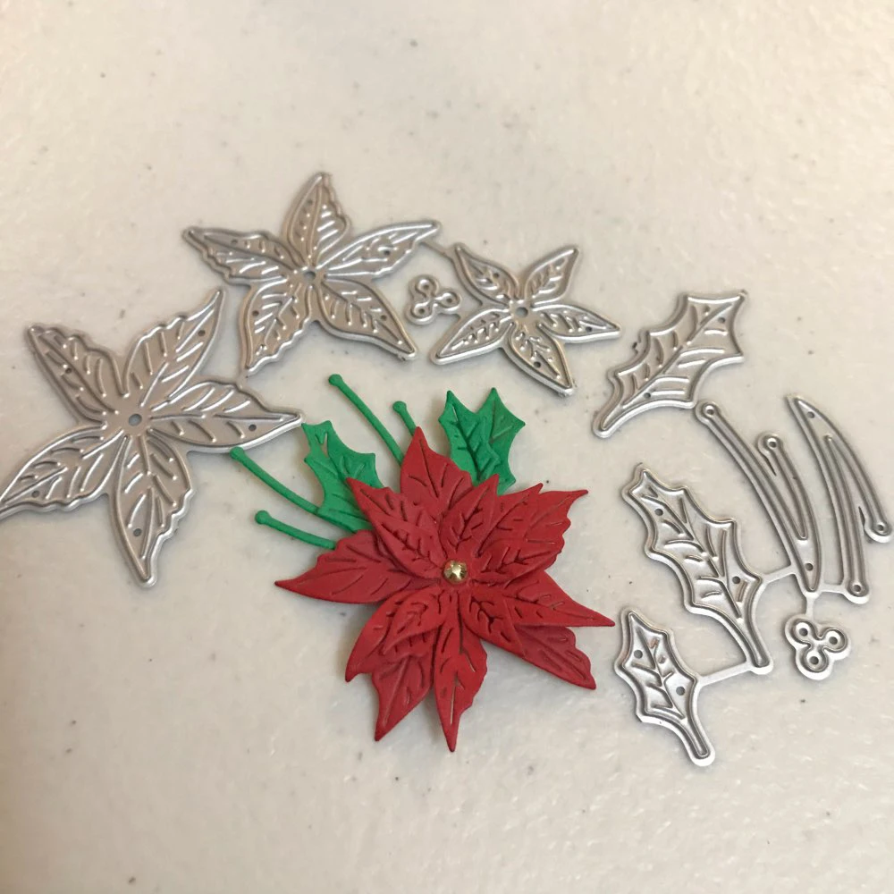 

Ремесленные металлические штампы, форма для вырезания рождественских цветов, листьев, скрапбукинга, бумаги, ремесленные ножи, лезвия, штампы, трафареты