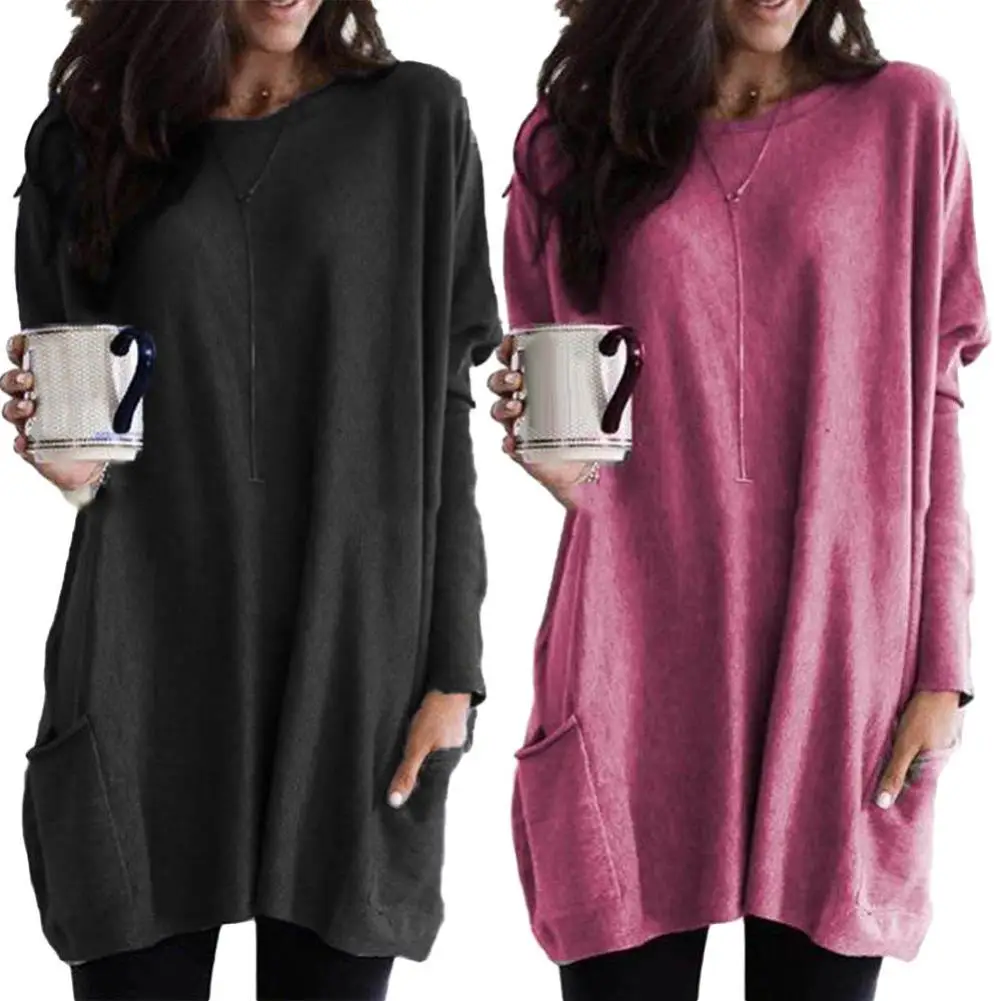 Casual Loose Plus Size Women T-Shirt Top Solid Color O-Neck Long Sleeve T-Shirt Tunic Top with Pockets For Women's Clothing
Casual Loose Plus Size Women T-Shirt Top Solid Color O-Neck Long Sleeve T-Shirt Tunic Top with Pockets For Women's Clothing