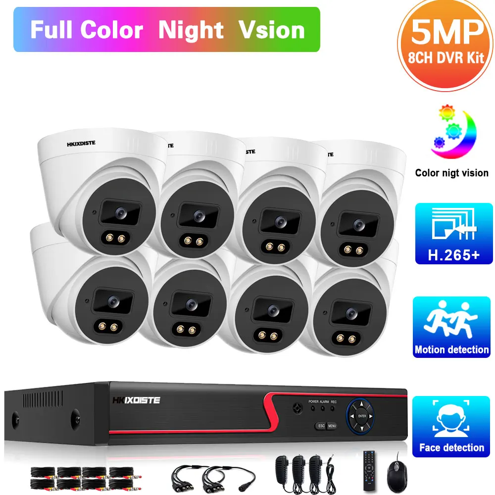 H.265 CCTV DVR Home Dome Security Camera System 5MP 8CH DVR Kit Color Night Vision Indoor Video Surveillance Camera System Kit 
H.265 CCTV DVR Home Dome Security Camera System 5MP 8CH DVR Kit Color Night Vision Indoor Video Surveillance Camera System Kit