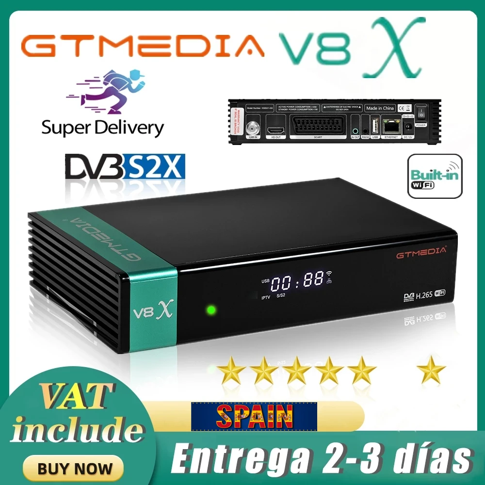 DVB-S2 Gtmedia V8X спутниковый ТВ-декодер обновленный Gtmedia V8 Nova V9 Super Full HD 1080P H.265 Встроенный Wi-Fi без приложения
DVB-S2 Gtmedia V8X спутниковый ТВ-декодер обновленный Gtmedia V8 Nova V9 Super Full HD 1080P H.265 Встроенный Wi-Fi без приложения