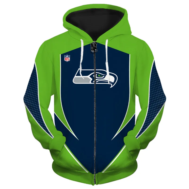 Seattle Men's cool football sportswear Green and blue stitching cartoon bird head print Seahawks 3D Zipper Hoodies 1
Seattle Men's cool football sportswear Green and blue stitching cartoon bird head print Seahawks 3D Zipper Hoodies 1