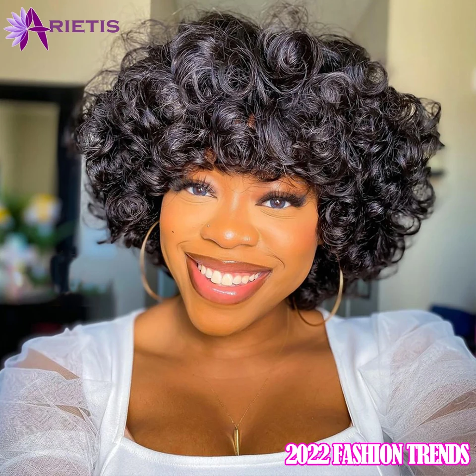 Short Hair Rose Curly Wig With Bangs Brazilian Remy Human Hair 16"Inch Shoulder Length Natural Human Hair Wigs For Black Women
Short Hair Rose Curly Wig With Bangs Brazilian Remy Human Hair 16"Inch Shoulder Length Natural Human Hair Wigs For Black Women