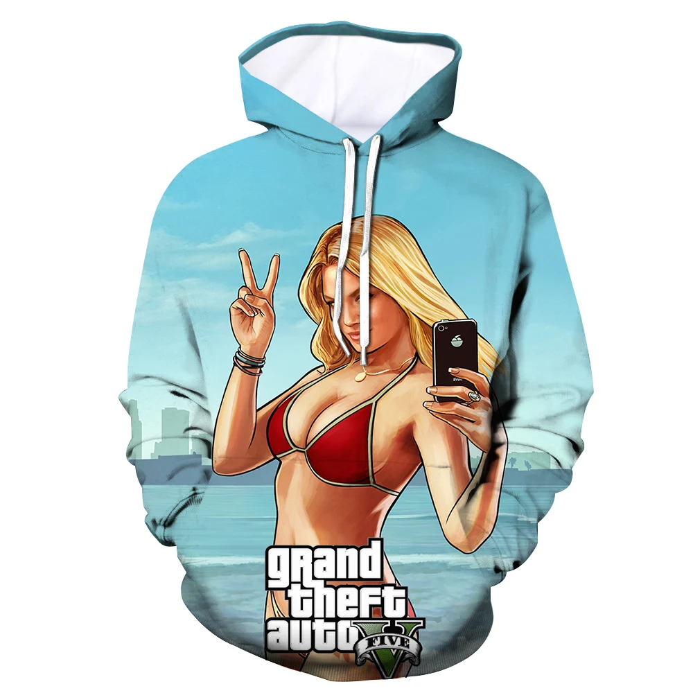 Grand Theft Auto 3D GTA 5 Необычные толстовки с капюшоном и длинными рукавами в уличном