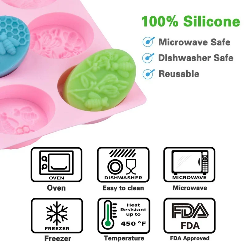 JW-1PC 6-grids Silica Gel Bee Shape Handmade Soap Mold Portable Unique Soap Making Tool
JW-1PC 6-grids Silica Gel Bee Shape Handmade Soap Mold Portable Unique Soap Making Tool