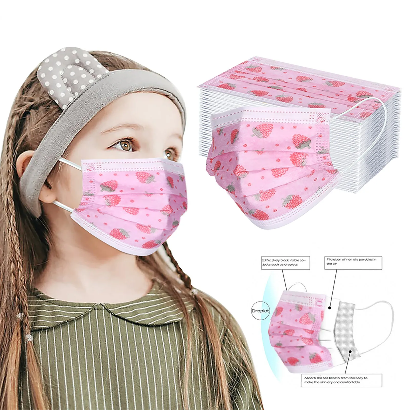 50pc Kids Disposable Masks With Design Cute Pink Protection Mask For Girls Child Baby Breathable 3ply Filter Mask Decoration
50pc Kids Disposable Masks With Design Cute Pink Protection Mask For Girls Child Baby Breathable 3ply Filter Mask Decoration