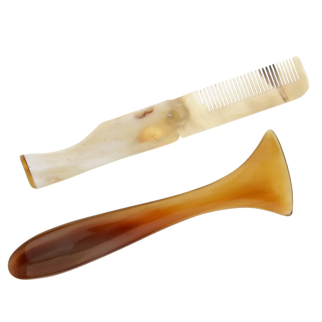 

Natural Ox Horn Chemical-free Folding Massage Detangle Comb + Massage Bar