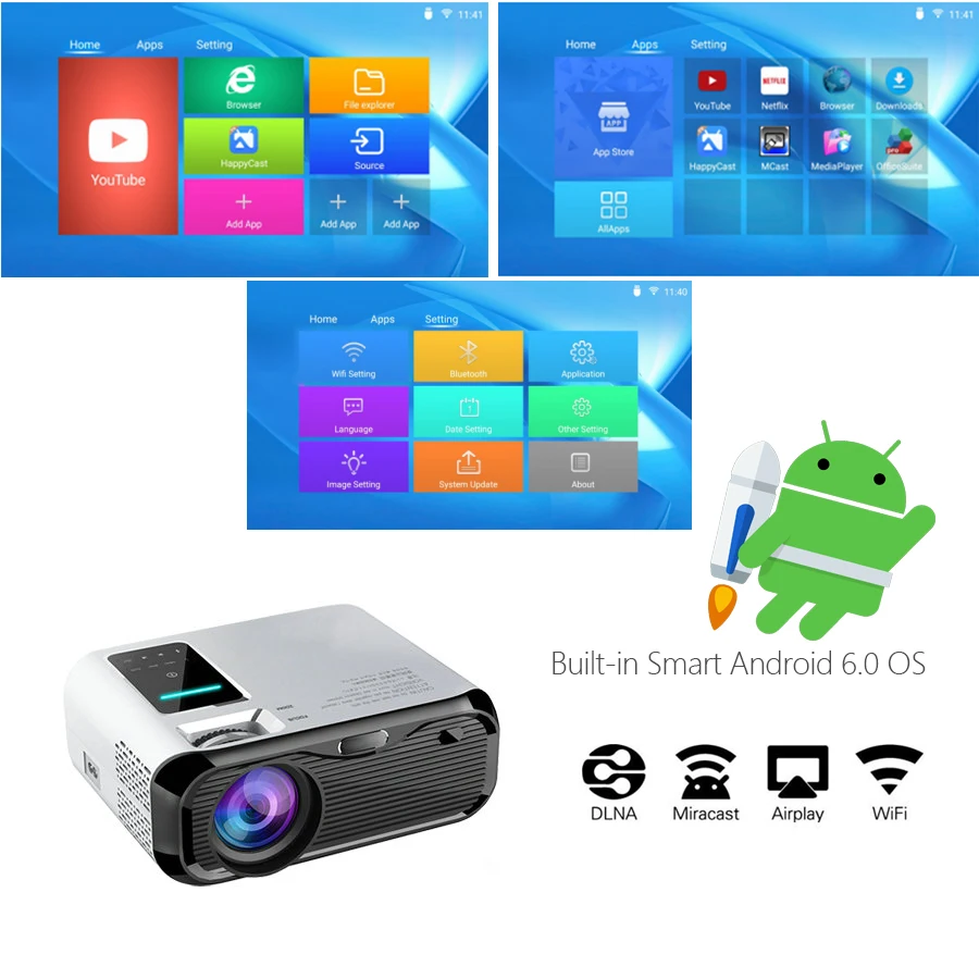 Salange E500 720P Projector Option Android HDMI USB Home Theater Video Game Portable LED Handheld Beamer | Электроника