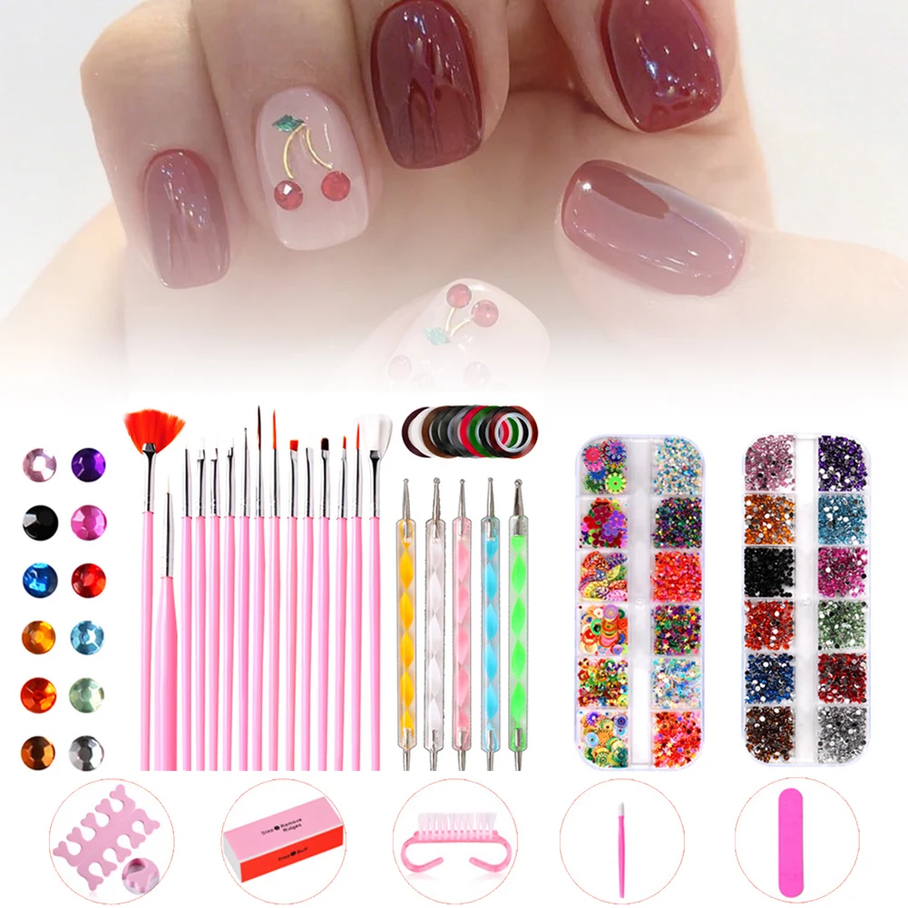37pcs Nail Art Tool Acrylic Nail Kit with Painting Brush Dual-end Dotting Pen Manicure Tape Decoration Rhinestones Fast Delivery
37pcs Nail Art Tool Acrylic Nail Kit with Painting Brush Dual-end Dotting Pen Manicure Tape Decoration Rhinestones Fast Delivery