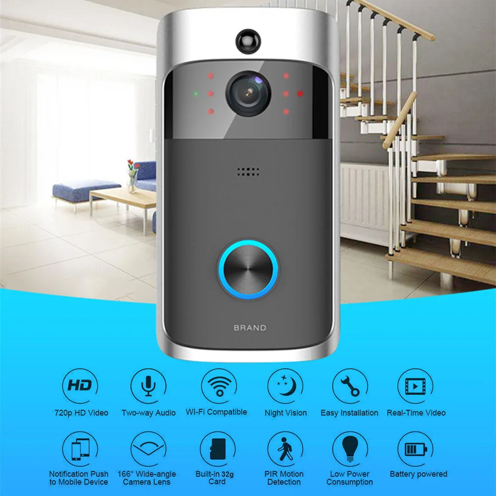 Smart Video Doorbell Camera Wifi Wireless Call Intercom Video-Eye for Apartments Door Bell Ring for Phone Home Security Cameras
Smart Video Doorbell Camera Wifi Wireless Call Intercom Video-Eye for Apartments Door Bell Ring for Phone Home Security Cameras