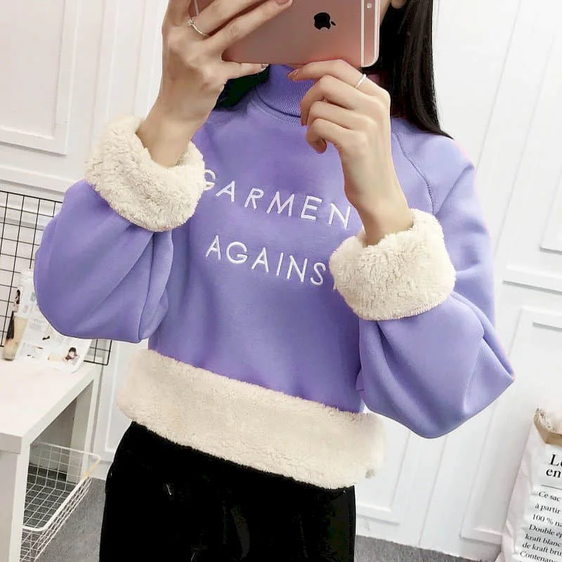 NiceMix Casual Sweatshirts Women Fleeced Turtleneck Pullovers Embroided Letters Warm Tops Woman Jumpers Clothing
NiceMix Casual Sweatshirts Women Fleeced Turtleneck Pullovers Embroided Letters Warm Tops Woman Jumpers Clothing