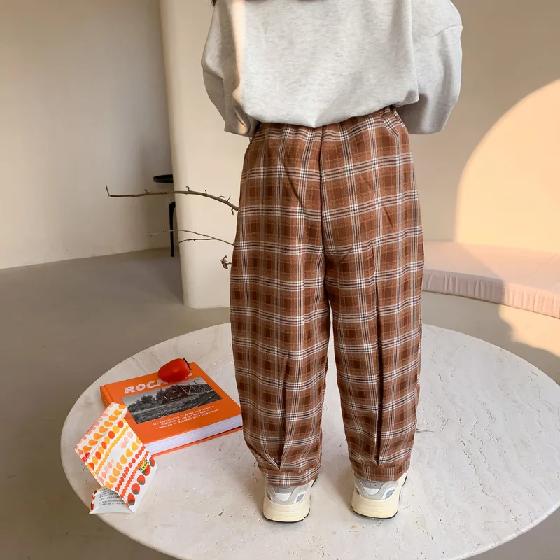 2021 Spring New Kids Clothes Girls Pants Plaid Casual Cotton Loose Boys Pants 
2021 Spring New Kids Clothes Girls Pants Plaid Casual Cotton Loose Boys Pants