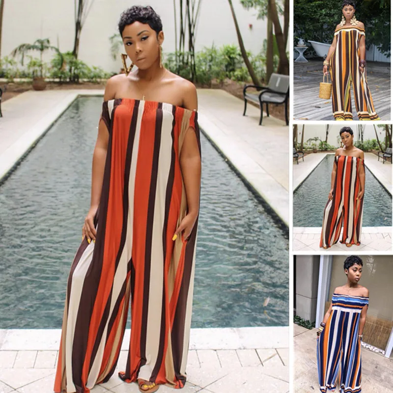 Summer Women Strapless Striped Printing Loose Jumpsuit Fashion Casual Plus Size Wide-leg Pants Striped Long Jumpsuit Women
Summer Women Strapless Striped Printing Loose Jumpsuit Fashion Casual Plus Size Wide-leg Pants Striped Long Jumpsuit Women