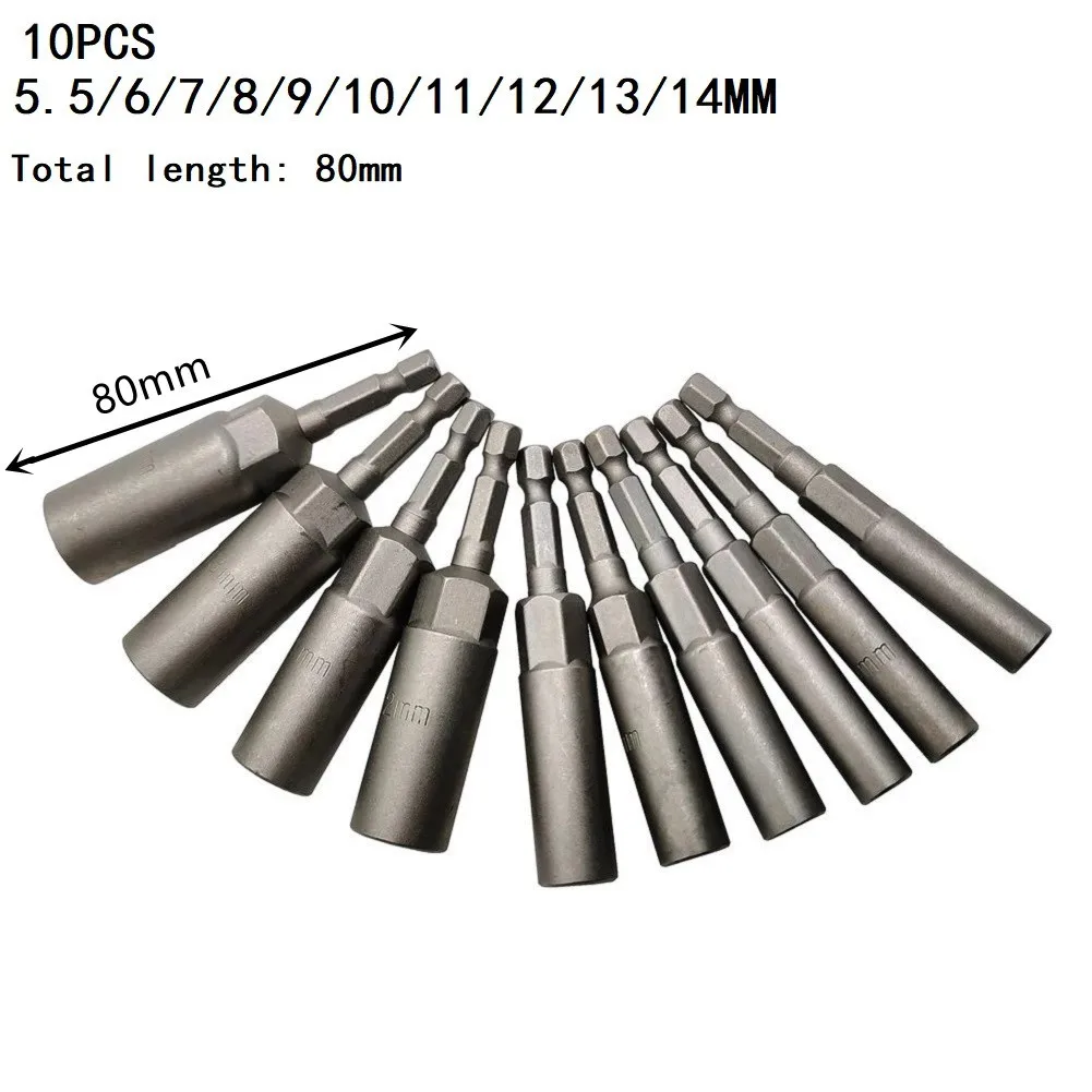 10PCS 80mm Length 1/4" Hex Drive Magnetic Nut Screwdriver Socket Impact Nut Bolt Drill Bits Power Tool
10PCS 80mm Length 1/4" Hex Drive Magnetic Nut Screwdriver Socket Impact Nut Bolt Drill Bits Power Tool