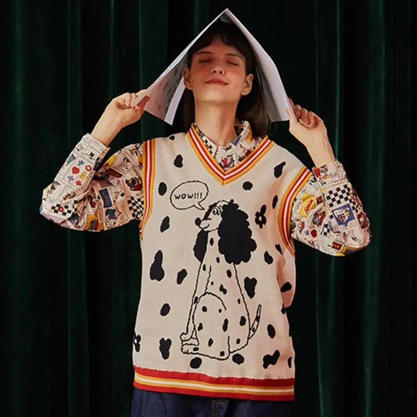 Autumn New Design Letters Cartoon Dog Sweater Women Winter Sleeveless Femme thick Knit Vest Pullover V Neck Loose Warm Tops p278
Autumn New Design Letters Cartoon Dog Sweater Women Winter Sleeveless Femme thick Knit Vest Pullover V Neck Loose Warm Tops p278
