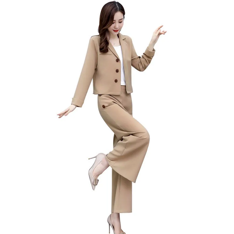 Early autumn women' suit suit new Korean style temperament fashion western style wide leg pants professional wear two-piece suit
Early autumn women' suit suit new Korean style temperament fashion western style wide leg pants professional wear two-piece suit