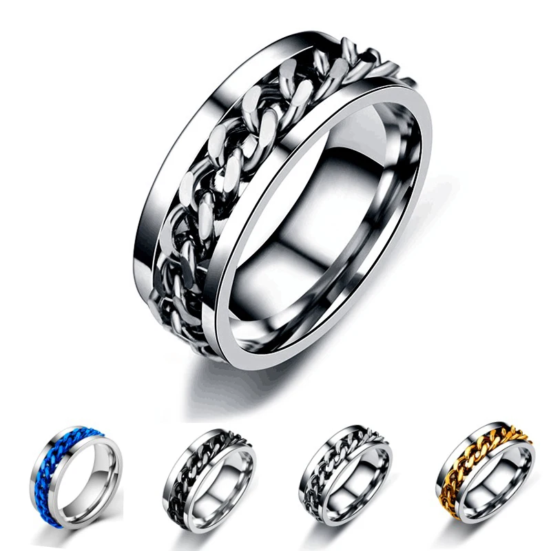 AsJerlya Classic Spinner Chain Men Rings Cool Stainless Steel 8mm Width Fashion Rings For Men Women Jewelry Party Gift
AsJerlya Classic Spinner Chain Men Rings Cool Stainless Steel 8mm Width Fashion Rings For Men Women Jewelry Party Gift