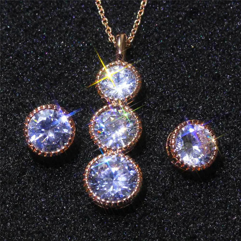 Vintage Female White Crystal Jewelry Set Charm Rose Gold Color Stud Earrings For Women Cute Round Zircon Wedding Chain Necklace
Vintage Female White Crystal Jewelry Set Charm Rose Gold Color Stud Earrings For Women Cute Round Zircon Wedding Chain Necklace
