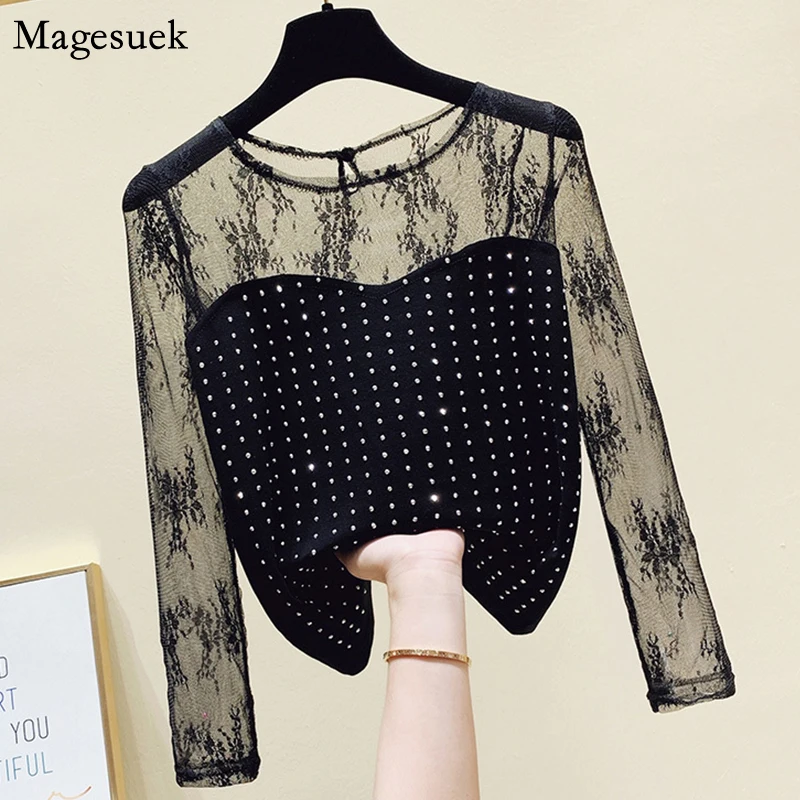 Autumn Casual Mesh Cotton White Blouse Women Office Lady Sexy Lace Women Shitrs Blouses Long Sleeve Pullover Women's Tops 11286
Autumn Casual Mesh Cotton White Blouse Women Office Lady Sexy Lace Women Shitrs Blouses Long Sleeve Pullover Women's Tops 11286