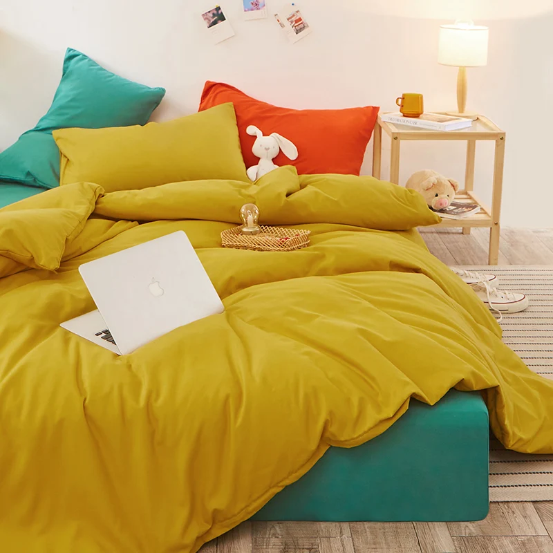 Modern Bedding Set Korean Mix Color Flat Bed Sheet Quilt Covers Pillowcase Double Queen King Size Washed Cotton Duvet Cover Set
Modern Bedding Set Korean Mix Color Flat Bed Sheet Quilt Covers Pillowcase Double Queen King Size Washed Cotton Duvet Cover Set