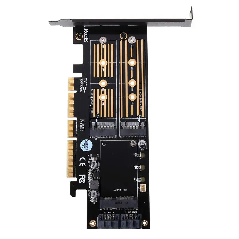 PCI-E 3.0 X16 to M.2 SSD PCIE to M2 Adapter Raiser M Key B Key mSATA 2 x 7PinSATA Port NVME M2 SSD AHCI mSATA 3 in 1 RiserCard
PCI-E 3.0 X16 to M.2 SSD PCIE to M2 Adapter Raiser M Key B Key mSATA 2 x 7PinSATA Port NVME M2 SSD AHCI mSATA 3 in 1 RiserCard