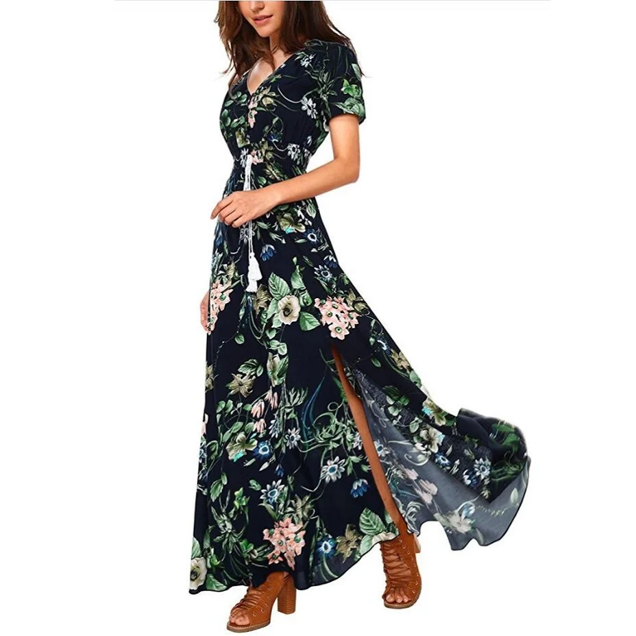 Women's Dress Summer Dress Maxi Summer Dress Women's Dress Ladies Button Slit Floral Evening Dress Vestidos
Women's Dress Summer Dress Maxi Summer Dress Women's Dress Ladies Button Slit Floral Evening Dress Vestidos