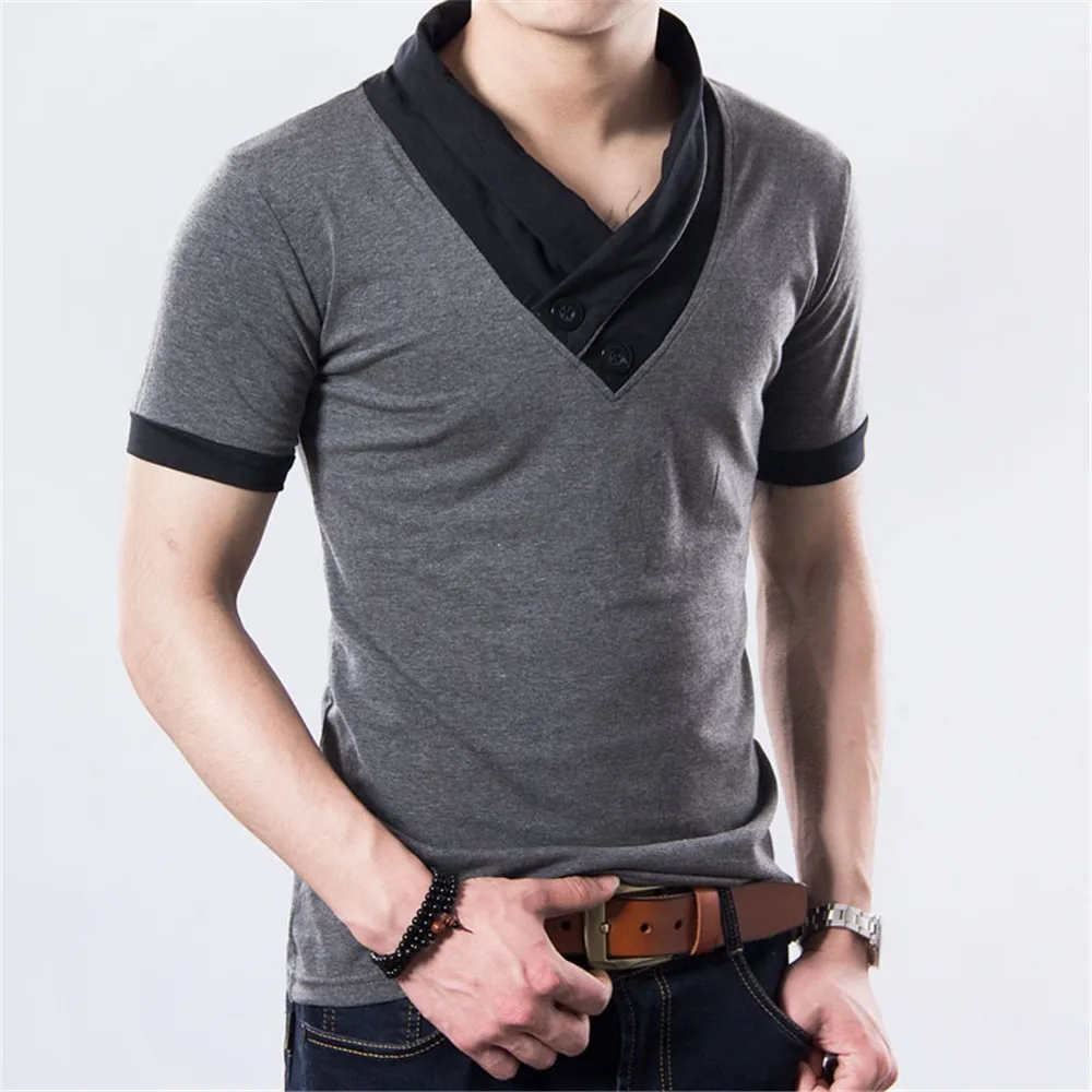 New Plus Size Fashion 2020 Summer Mens T-Shirts Slim Short Sleeve Patchwork V Neck Cotton Black T Shirt Men Button Tops & Tees
New Plus Size Fashion 2020 Summer Mens T-Shirts Slim Short Sleeve Patchwork V Neck Cotton Black T Shirt Men Button Tops & Tees
