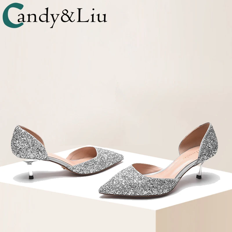 High Heels Women's Pointed Thin Heels 2021 Sequins Silver Model Show Shoes Side Empty Wedding Shoes Middle Heel 5cm Shoe Women
High Heels Women's Pointed Thin Heels 2021 Sequins Silver Model Show Shoes Side Empty Wedding Shoes Middle Heel 5cm Shoe Women