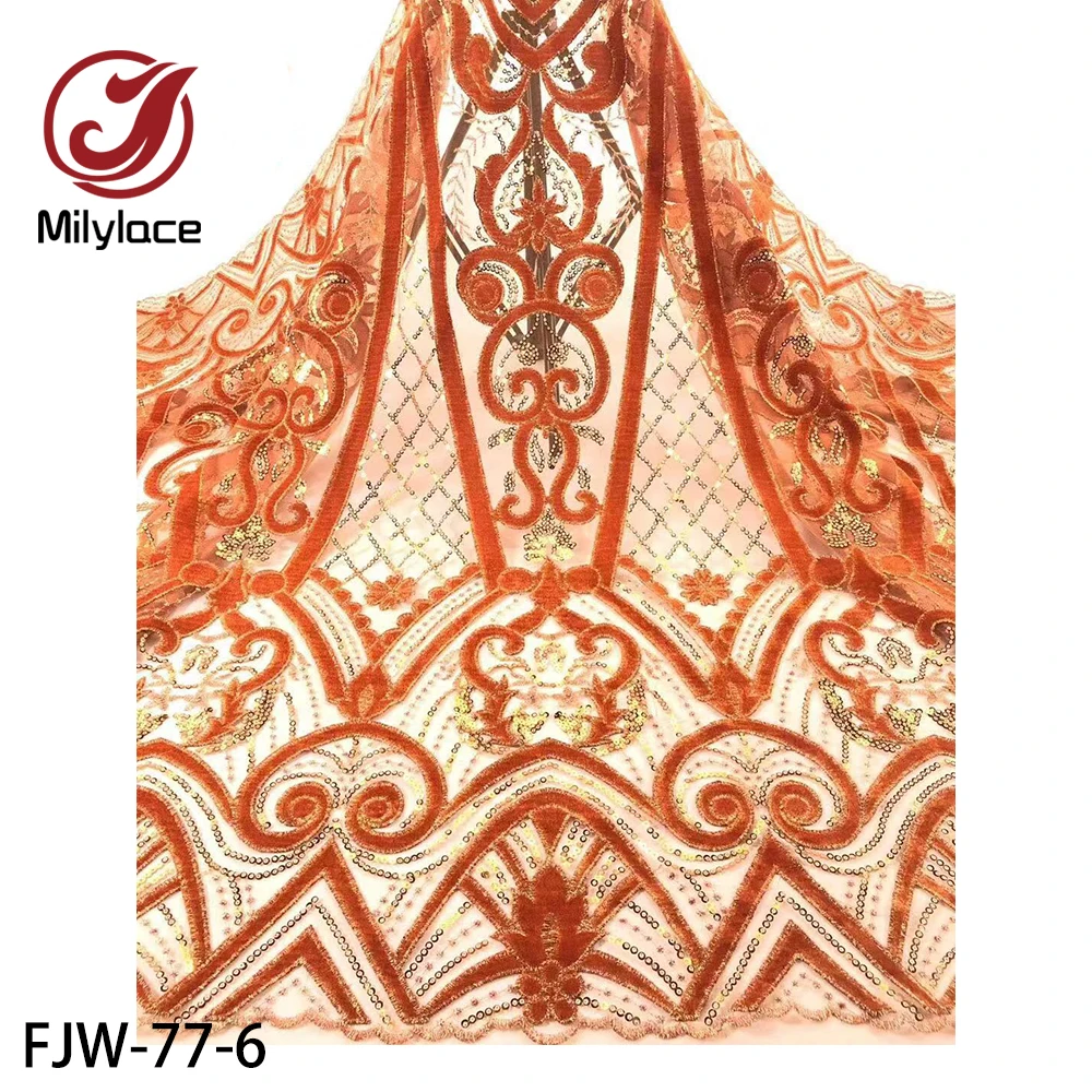 African Lace Fabric High Quality Lace French Velvet Lace Fabric with Sequins Nigerian Lace Fabrics for Wedding FJW-77
African Lace Fabric High Quality Lace French Velvet Lace Fabric with Sequins Nigerian Lace Fabrics for Wedding FJW-77