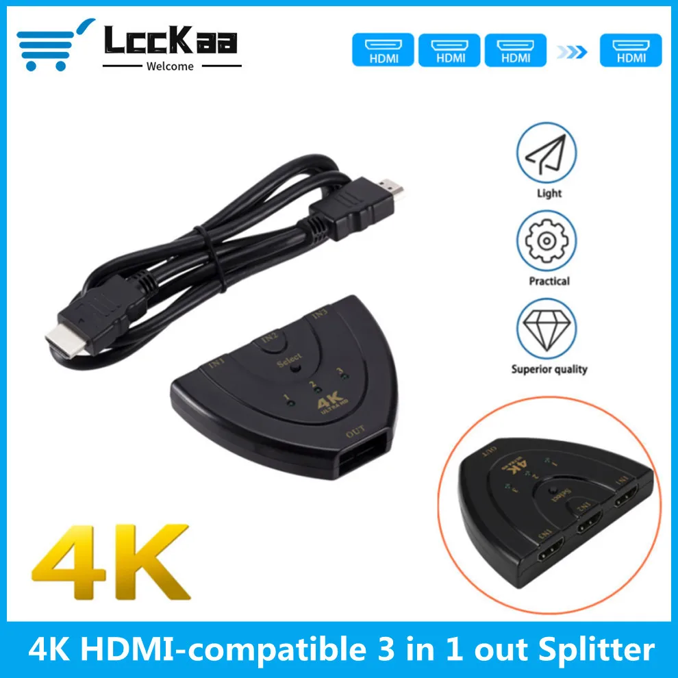 LccKaa 4K*2K MINI 3D 3 Port HDMI-compatible Switch 1.4b 4K Switcher Splitter 1080P 3 in 1 out Port Hub for DVD HDTV Xbox PS3 PS4
LccKaa 4K*2K MINI 3D 3 Port HDMI-compatible Switch 1.4b 4K Switcher Splitter 1080P 3 in 1 out Port Hub for DVD HDTV Xbox PS3 PS4