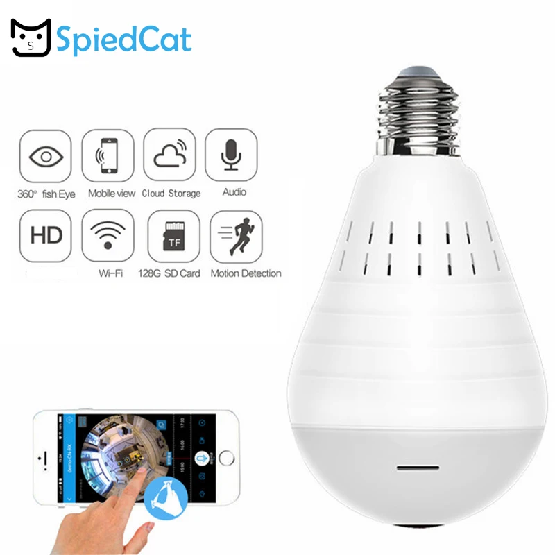 360 для панорамной съемки Беспроводной Wi Fi беспроводная IP лампа CCTV HD Камера типа