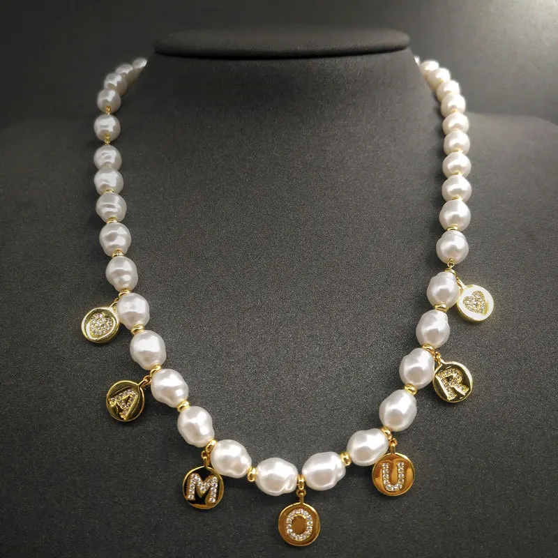 s925 sterling silver necklace new in September amour love pearl necklace golden yellow letter necklace Monaco jewelry
s925 sterling silver necklace new in September amour love pearl necklace golden yellow letter necklace Monaco jewelry