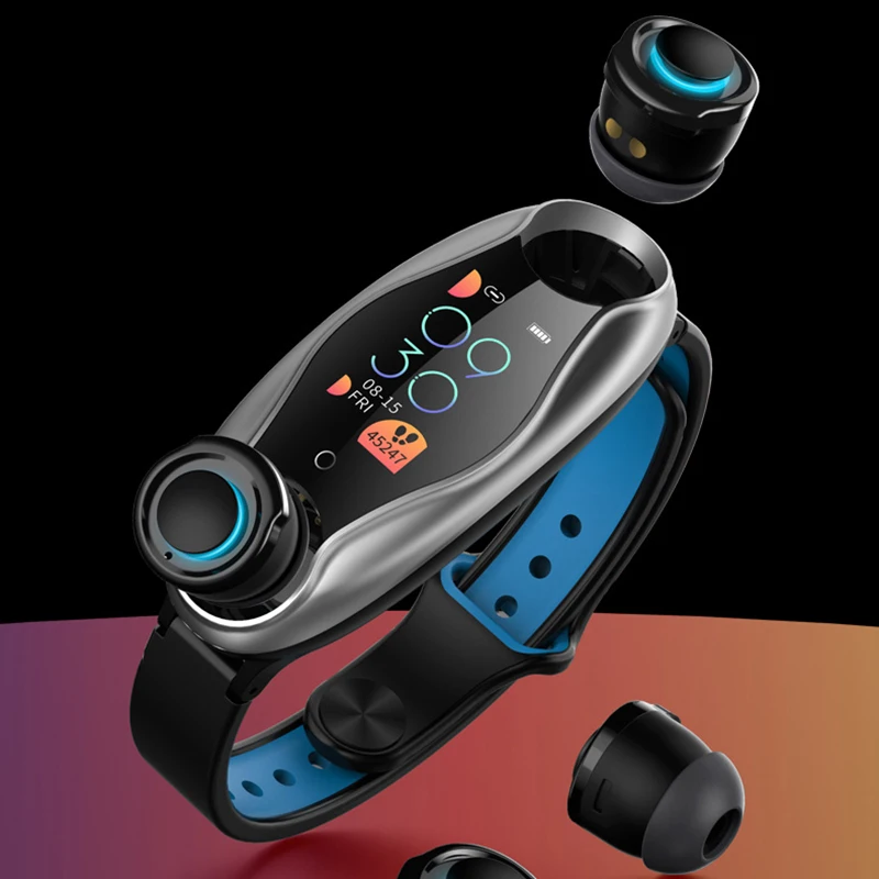 T90 Bluetooth headset smart bracelet Binaural call heart rate and blood pressure real-time monitoring glare Android smartwatch
T90 Bluetooth headset smart bracelet Binaural call heart rate and blood pressure real-time monitoring glare Android smartwatch