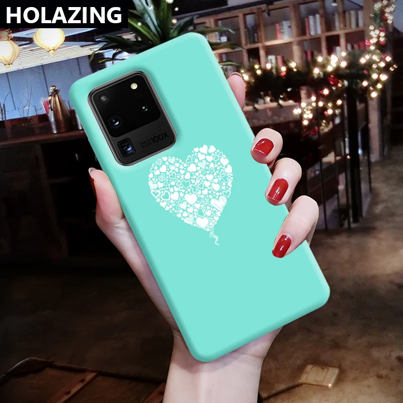 for Samsung Galaxy S20 Ultra Note 10 Plus S10 S9 S8 9 8 Silicone Case Follow Your Heart Sweet Candy Color Cover |