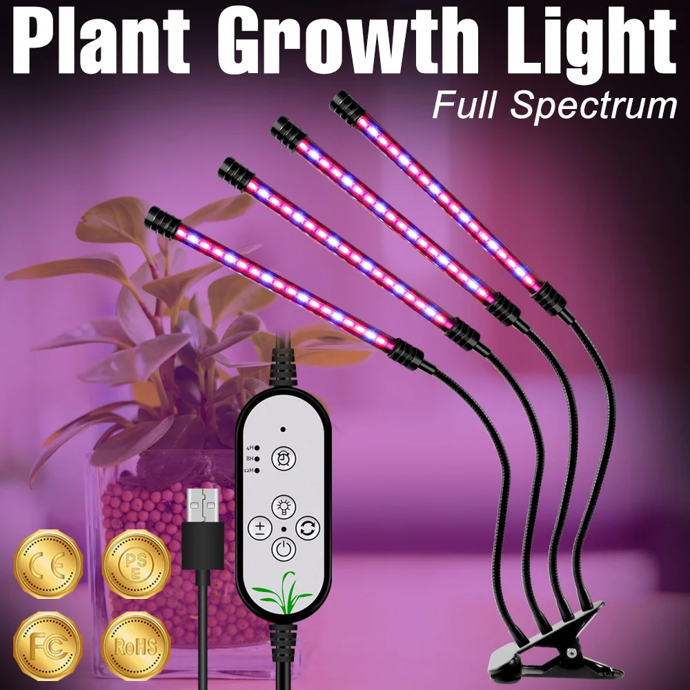 

Светодиодная комнатная фитолампа полного спектра, USB 5 В, лампа для роста растений с выключателем, светодиодная лампа для роста растений, цве...