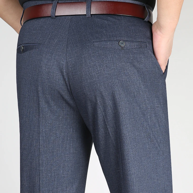 Spring Summer Straight Loose High Elastic Waist Dress Trousers Thin Middle-aged Men's Business Casual Pants Black Stretch pants
Spring Summer Straight Loose High Elastic Waist Dress Trousers Thin Middle-aged Men's Business Casual Pants Black Stretch pants