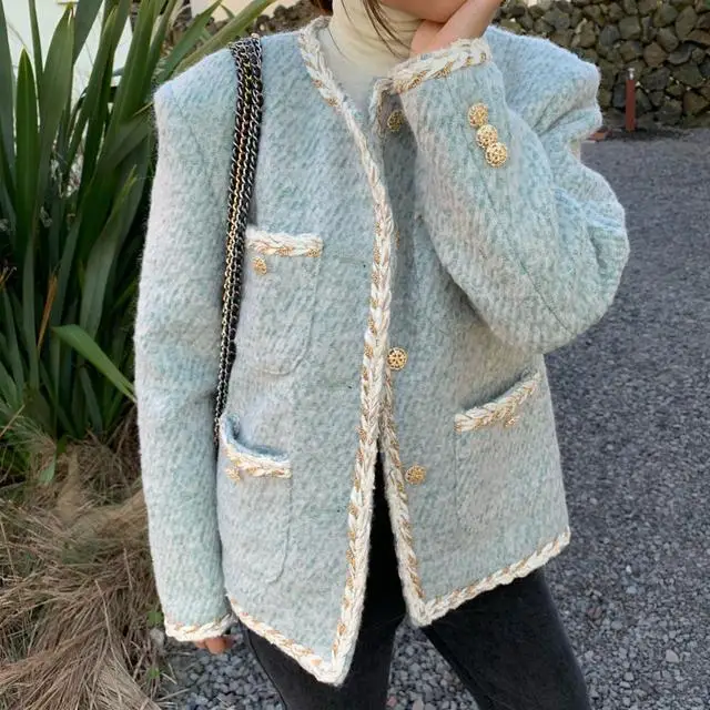 Women 2021 Autumn Winter Chic Warm Wool Coats Female Long Sleeve Pockets Outerwear Ladies Elegant Woolen Jacket Overcoats C532
Women 2021 Autumn Winter Chic Warm Wool Coats Female Long Sleeve Pockets Outerwear Ladies Elegant Woolen Jacket Overcoats C532
