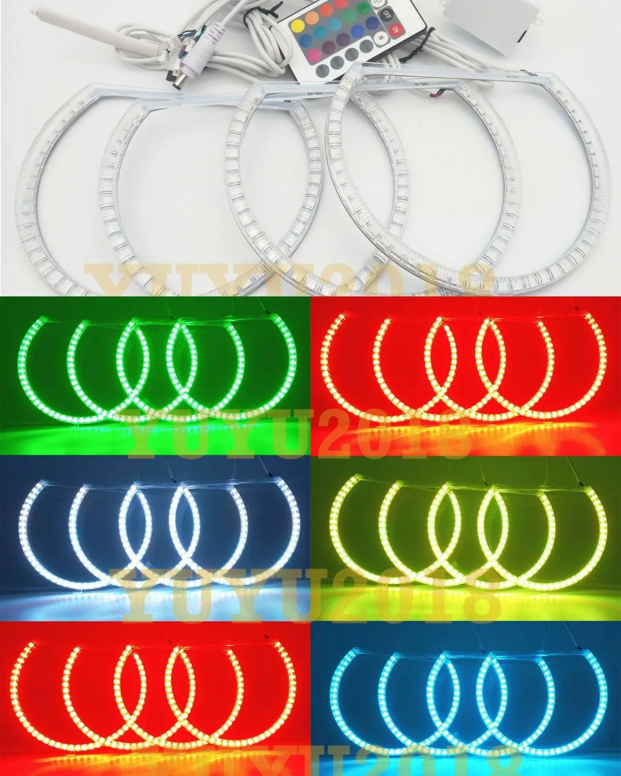 RF разноцветсветодиодный светодиодные кольца Ангельские Глазки RGB для BMW E36 E38 E39 E46