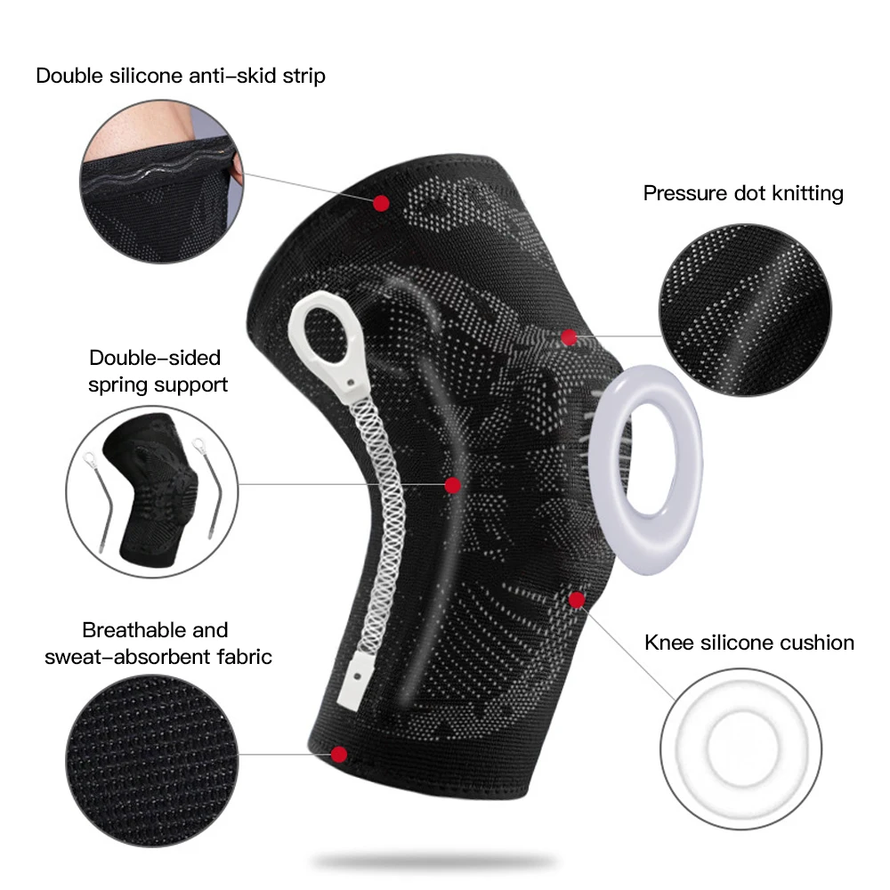 1 pcs Knee Pad Protector Brace Silicone Spring Knee Leg Sleeve fitness Basketball football Compression Support Sports Knee pads
1 pcs Knee Pad Protector Brace Silicone Spring Knee Leg Sleeve fitness Basketball football Compression Support Sports Knee pads