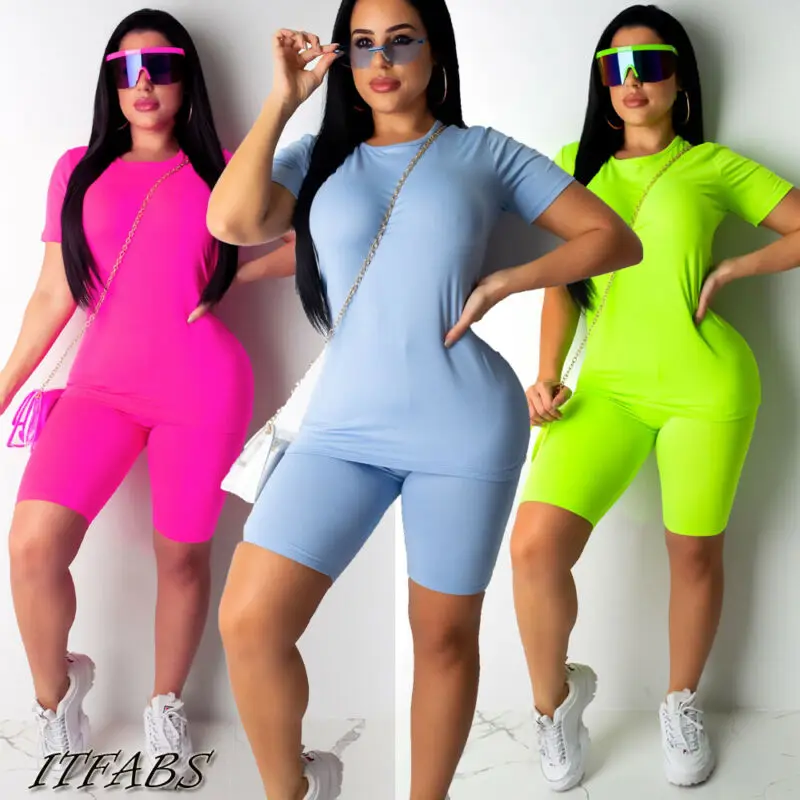 2PCS/Set Women Sports Suit Neon Top Short Pants Workout Clothes Tracksuit arrival Summer Outfit Ladies Casual 2 Piece Set 2020
2PCS/Set Women Sports Suit Neon Top Short Pants Workout Clothes Tracksuit arrival Summer Outfit Ladies Casual 2 Piece Set 2020
