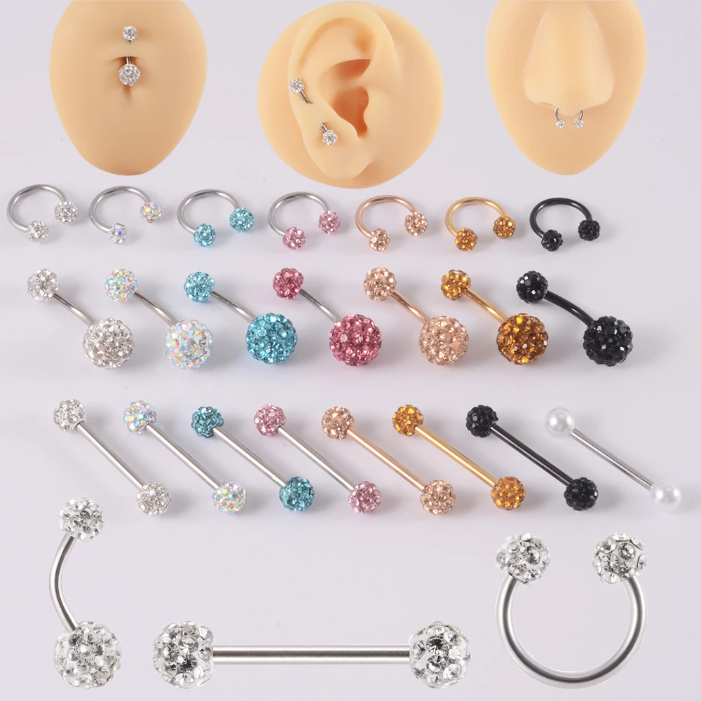 1PC 316l Surgical Steel Double Epoxy Bling bling Crystal Balls Belly Button Ring Tongue Barbell Circular Earrings Piercing 
1PC 316l Surgical Steel Double Epoxy Bling bling Crystal Balls Belly Button Ring Tongue Barbell Circular Earrings Piercing