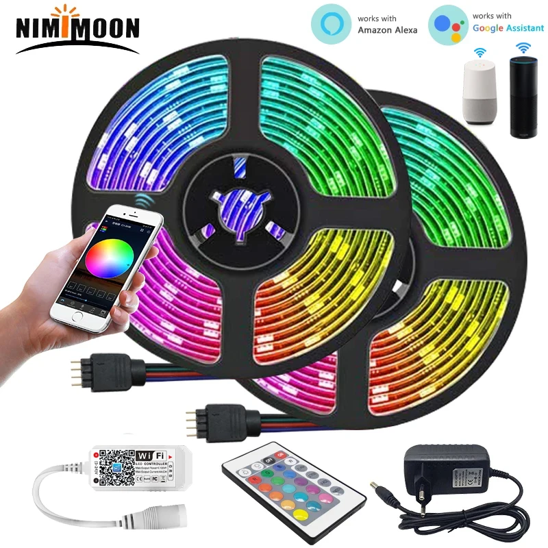 DC12V Led Strip RGB SMD 5050 2835 5M 10M 20M Wifi Remote Control IP65/IP20 Flexible Diode Tape Room Decration Works Alexa Google
DC12V Led Strip RGB SMD 5050 2835 5M 10M 20M Wifi Remote Control IP65/IP20 Flexible Diode Tape Room Decration Works Alexa Google