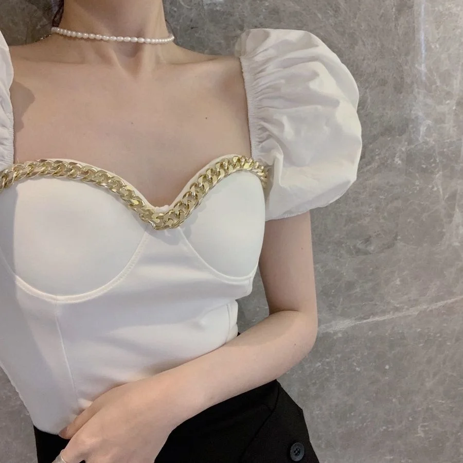 White Shirt Women's Summer Short Sleeve Thin French Minority Bubble Sleeve Top Hong Kong Style Square Neck Short Shirt 
White Shirt Women's Summer Short Sleeve Thin French Minority Bubble Sleeve Top Hong Kong Style Square Neck Short Shirt