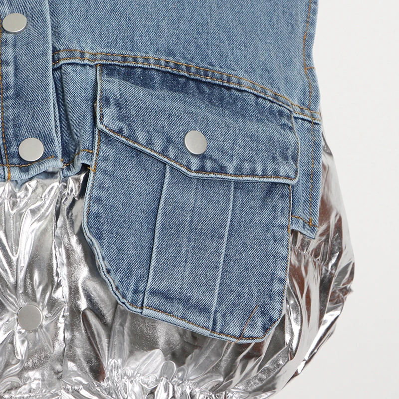 Drawstring Patchwork Denim Vest For Women Lapel Sleeveless Casual Loose Cotton Coat Female Winter Fashion New
Drawstring Patchwork Denim Vest For Women Lapel Sleeveless Casual Loose Cotton Coat Female Winter Fashion New