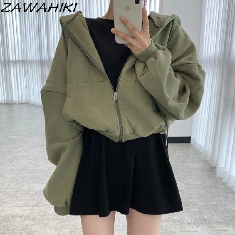 ZAWAHIKI Korean Chic Casual Simplicity Hoodies Women Autumn Winter Hooded Loose Long Sleeve Chaquetas Solid All-match Sweatshirt
ZAWAHIKI Korean Chic Casual Simplicity Hoodies Women Autumn Winter Hooded Loose Long Sleeve Chaquetas Solid All-match Sweatshirt