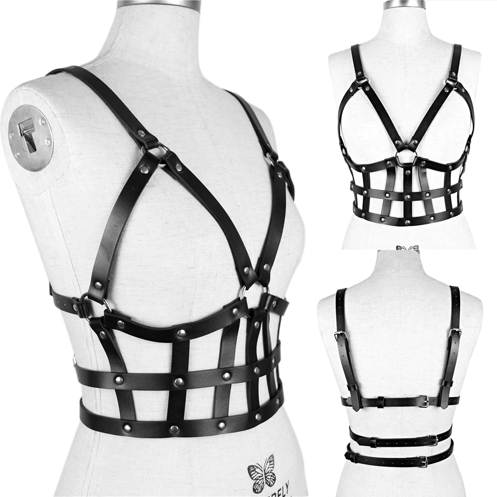 Completely Hollowed Chest Sexy Women Strap Bra Vest Faux Leather Bra Belts Punk Rock Style Grid Leather Upper Body Garters Belts
Completely Hollowed Chest Sexy Women Strap Bra Vest Faux Leather Bra Belts Punk Rock Style Grid Leather Upper Body Garters Belts