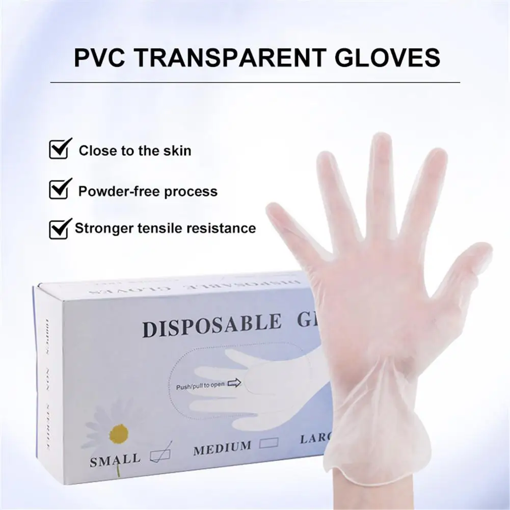 50Pcs/Box Disposable Gloves PVC Elastic Protective Gloves Thin Waterproof Anti-static Gloves For Salon Tattoo Clean Gloves
50Pcs/Box Disposable Gloves PVC Elastic Protective Gloves Thin Waterproof Anti-static Gloves For Salon Tattoo Clean Gloves