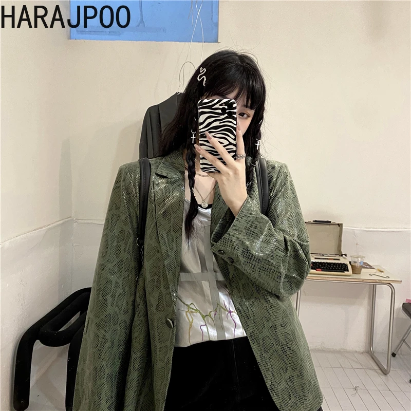 Женские блейзеры в Корейском стиле HARAJPOO, Модные свободные тонкие повседневные топы армейского зеленого цвета в стиле ретро, весна-осень 2021
Женские блейзеры в Корейском стиле HARAJPOO, Модные свободные тонкие повседневные топы армейского зеленого цвета в стиле ретро, весна-осень 2021