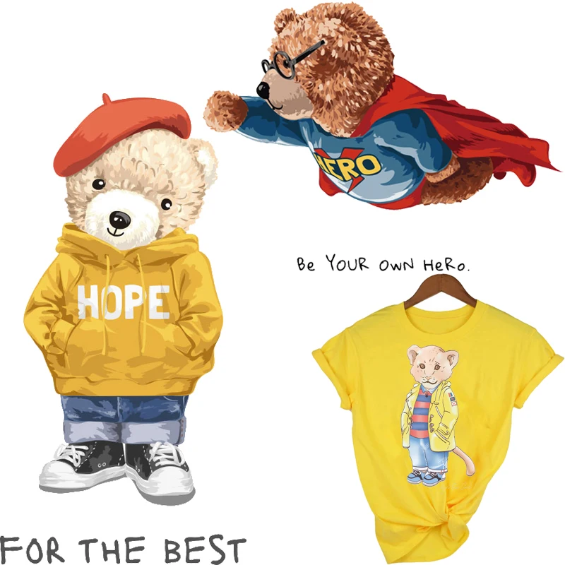 Bear Hero Patches Thermal Sticker on Clothes Iron-on Transfers for Clothing Thermoadhesive Patch Diy Applique for T Shirt Stripe
Bear Hero Patches Thermal Sticker on Clothes Iron-on Transfers for Clothing Thermoadhesive Patch Diy Applique for T Shirt Stripe