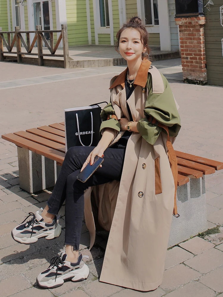 Brand New Fashion Women's Trench Coat Colorblock Long Double-Breasted with Belt Lady Windbreaker Spring Autumn Outerwear Clothes
Brand New Fashion Women's Trench Coat Colorblock Long Double-Breasted with Belt Lady Windbreaker Spring Autumn Outerwear Clothes